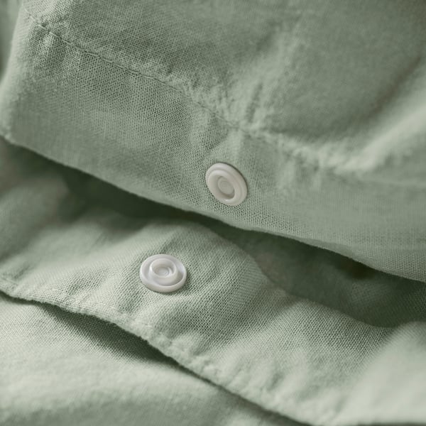 ÄNGSLILJA Housse de couette et taie(s), gris-vert pâle, Très grand 2 places