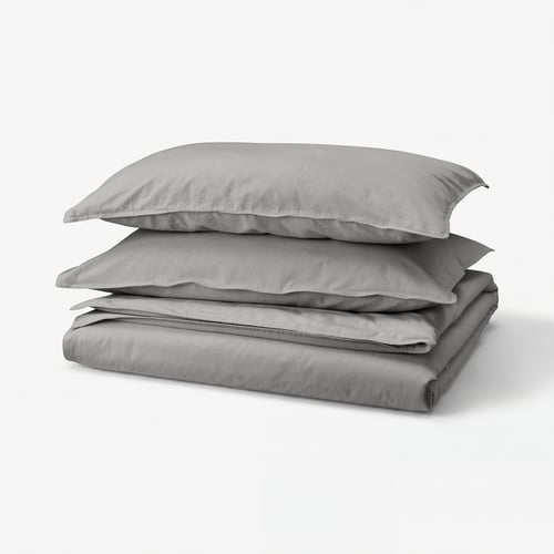 ÄNGSLILJA Housse de couette et taie(s), gris, Très grand 2 places