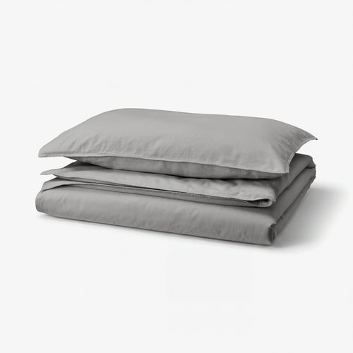 ÄNGSLILJA Housse de couette et taie(s), gris, 1 place