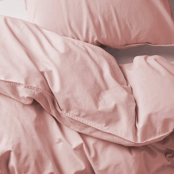 ÄNGSLILJA Housse de couette et taie(s), rose clair, Très grand 2 places