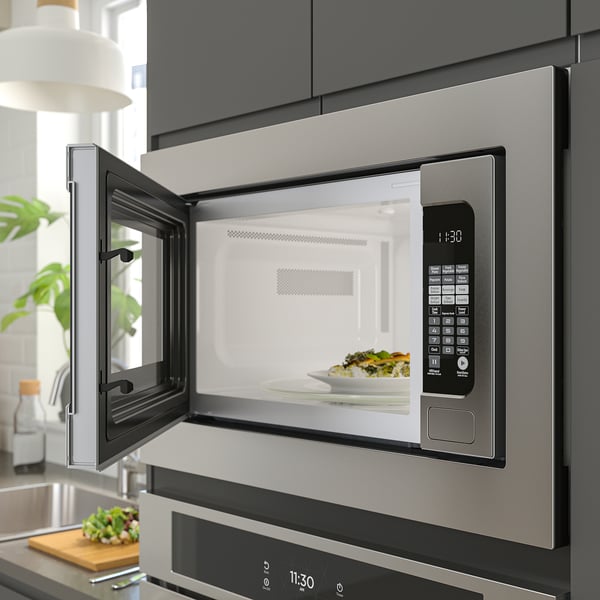 ÄSKEBO Four à micro-ondes encastrable, acier inox, 30 "