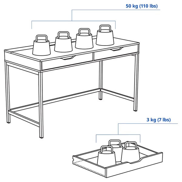ALEX Bureau, blanc, 52x22 7/8 "