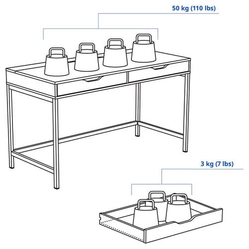 ALEX Bureau, blanc, 52x22 7/8 "