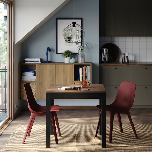 ÅLHULT / ODGER Table et 2 chaises, noir/brun/rouge, 31 1/2x29 1/8 "