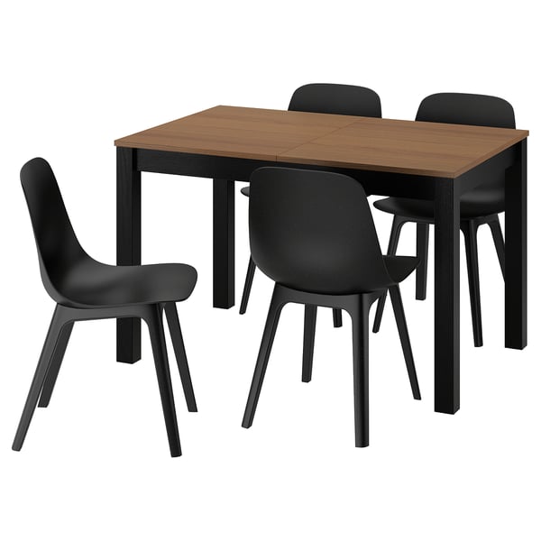 ÅLHULT / ODGER Table et 4 chaises, noir/brun/anthracite, 47 1/4/66 7/8x31 1/2 "