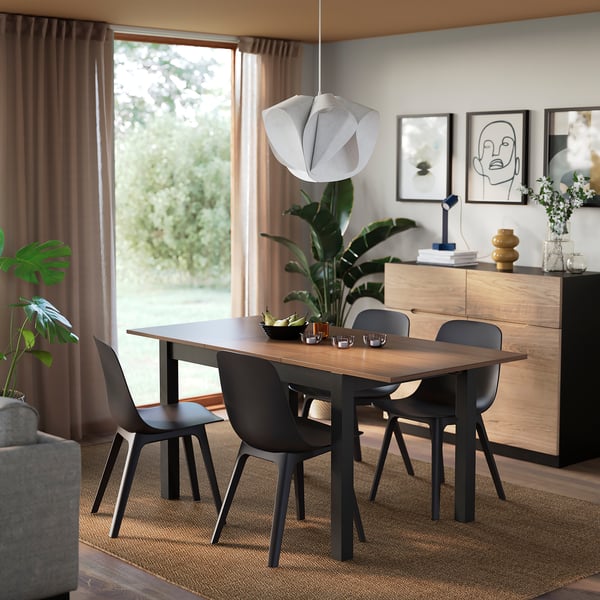 ÅLHULT / ODGER Table et 4 chaises, noir/brun/anthracite, 47 1/4/66 7/8x31 1/2 "