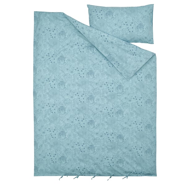 ALPTALL Housse de couette et taie, bleu/faune et flore de l'Himalaya, 1 place