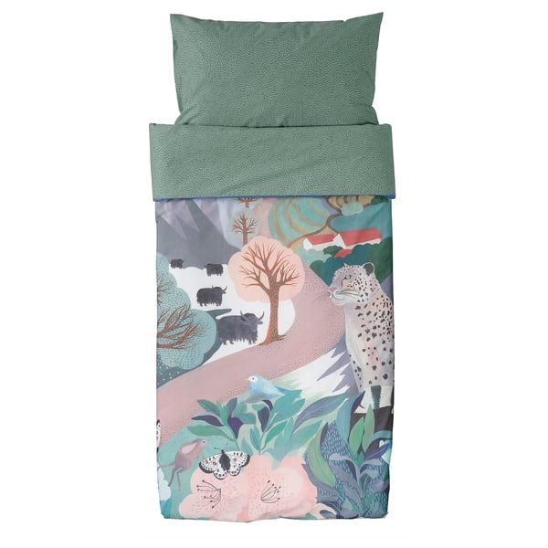 ALPTALL Housse de couette et taie, bleu vert/Himalaya, 1 place
