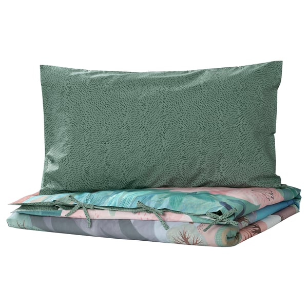 ALPTALL Housse de couette et taie, bleu vert/Himalaya, 1 place