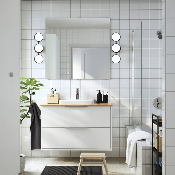 ÅLSKEN Comptoir, bambou/plaqué, 49x21 1/2 "