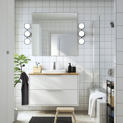 ÅLSKEN Comptoir, bambou/plaqué, 49x21 1/2 "