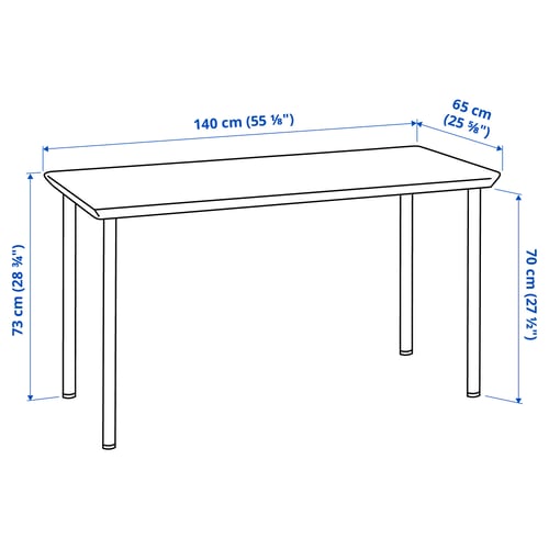 ANFALLARE / ADILS Bureau, bambou/blanc, 55 1/8x25 5/8 "