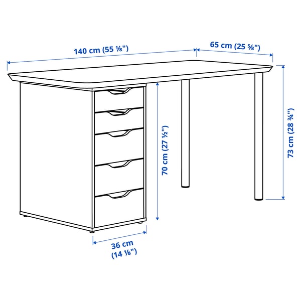 ANFALLARE / ALEX Bureau, bambou/brun-noir, 55 1/8x25 5/8 "