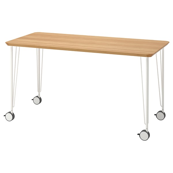 ANFALLARE / KRILLE Bureau, bambou/blanc, 55 1/8x25 5/8 "