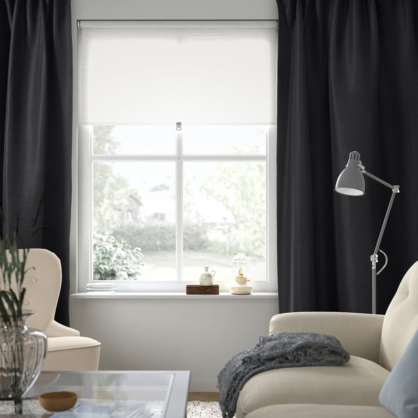 ANNAKAJSA Rideaux assombrissants, 2 panneaux, anthracite/ruban fronceur, 57x98 "