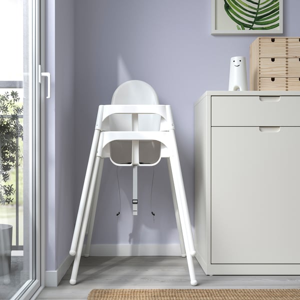 ANTILOP Chaise haute avec ceinture, blanc/blanc