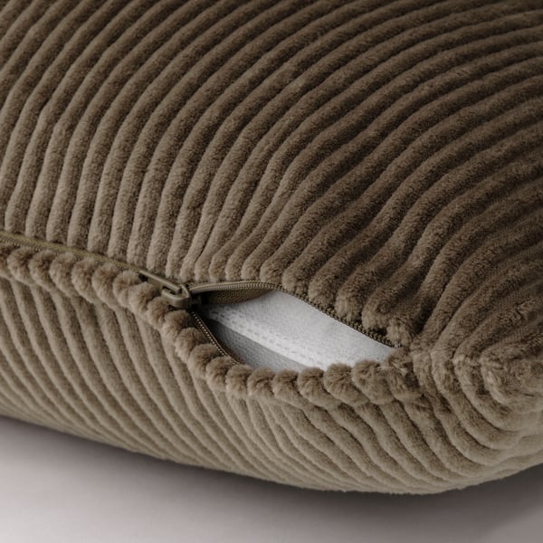 ÅSVEIG Housse de coussin, gris-brun, 16x23 "
