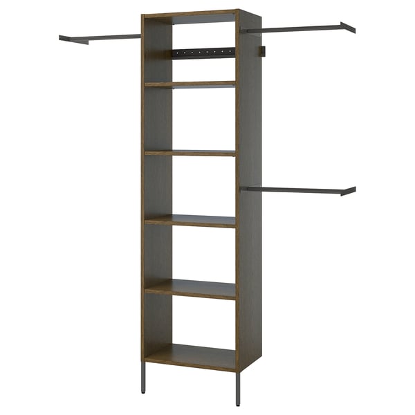 AURDAL Agencement armoire-penderie, brun chêne plaqué teinté/gris foncé, 68 1/2-94 1/2x15 3/4x87 "