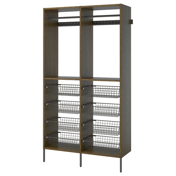 AURDAL Agencement armoire-penderie, brun chêne plaqué teinté/gris foncé, 49 1/4x15 3/4x87 "