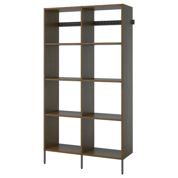 AURDAL Agencement armoire-penderie, brun chêne plaqué teinté/gris foncé, 49 1/4x15 3/4x87 "