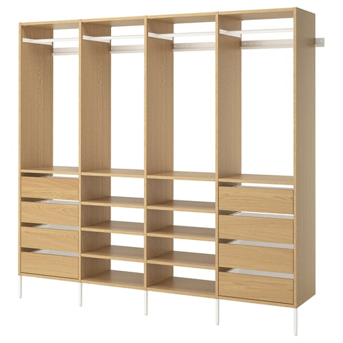 AURDAL Agencement armoire-penderie, chêne plaqué/blanc, 98 3/8x15 3/4x87 "