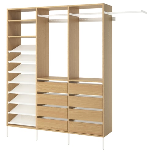 AURDAL Agencement armoire-penderie, chêne plaqué/blanc, 95 1/8-108 1/8x15 3/4x87 "