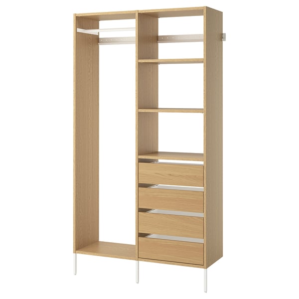AURDAL Agencement armoire-penderie, chêne plaqué/blanc, 49 1/4x15 3/4x87 "
