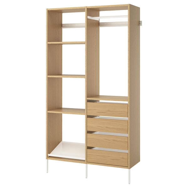 AURDAL Agencement armoire-penderie, chêne plaqué/blanc, 49 1/4x15 3/4x87 "
