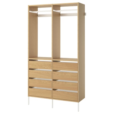 AURDAL Agencement armoire-penderie, chêne plaqué/blanc, 49 1/4x15 3/4x87 "