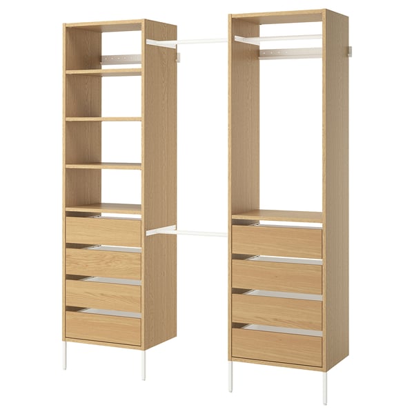 AURDAL Agencement armoire-penderie, chêne plaqué/blanc, 72-79 1/8x15 3/4x87 "