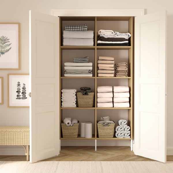 AURDAL Agencement armoire-penderie, chêne plaqué/blanc, 49 1/4x15 3/4x87 "