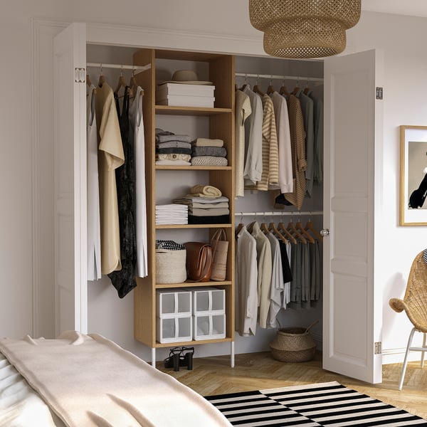 AURDAL Agencement armoire-penderie, chêne plaqué/blanc, 68 1/2-94 1/2x15 3/4x87 "