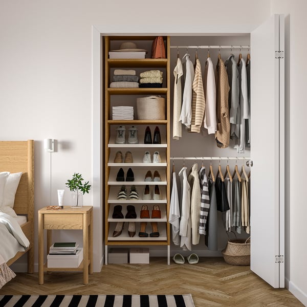 AURDAL Agencement armoire-penderie, chêne plaqué/blanc, 47 1/4-60 1/4x15 3/4x87 "