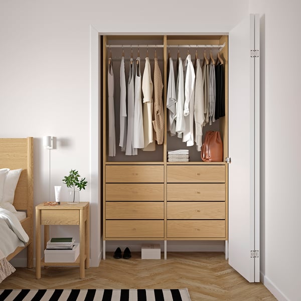 AURDAL Agencement armoire-penderie, chêne plaqué/blanc, 49 1/4x15 3/4x87 "