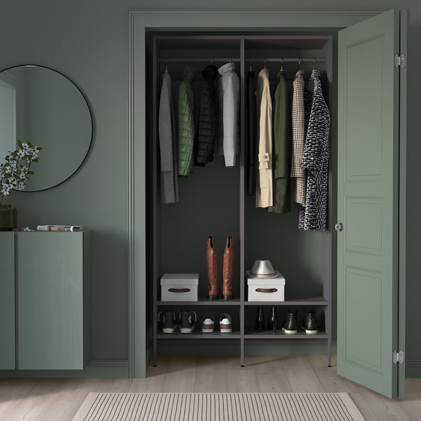 AURDAL Agencement armoire-penderie, gris foncé, 49 1/4x15 3/4x87 "