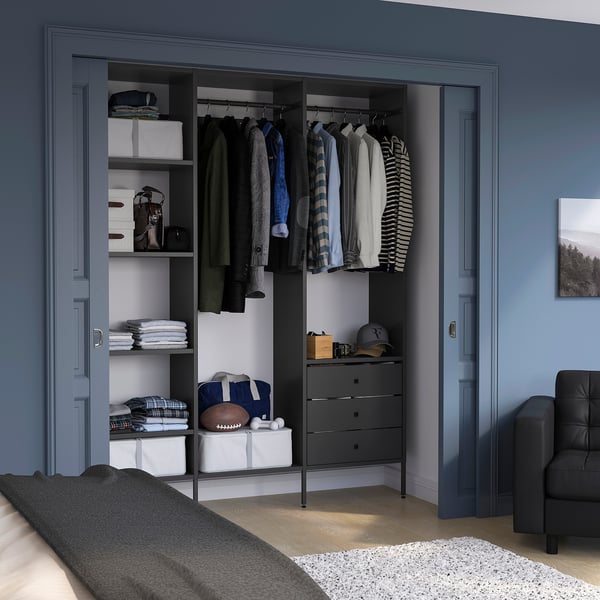 AURDAL Agencement armoire-penderie, gris foncé, 74 3/4x15 3/4x87 "