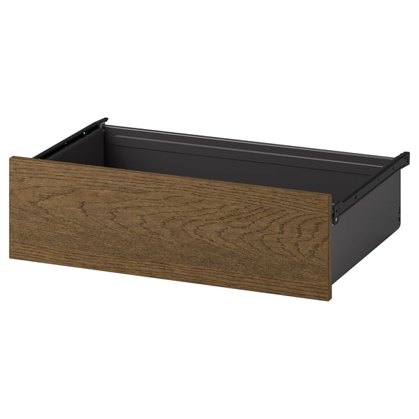 AURDAL Tiroir, brun chêne plaqué teinté/gris foncé, 22x16 3/8x6 1/2 "