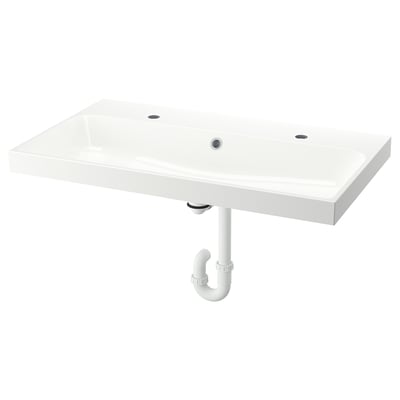 BACKSJÖN Lavabo avec siphon, blanc, 36 1/8x21 "