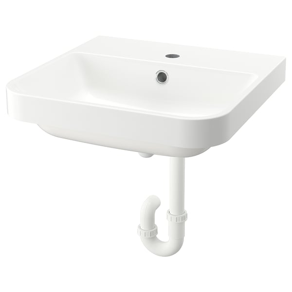 BACKSJÖN Lavabo semi-encastré avec siphon, blanc, 20x19 5/8 "