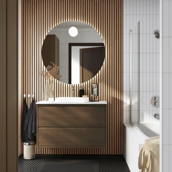 BACKSJÖN Lavabo semi-encastré avec siphon, blanc, 20x19 5/8 "