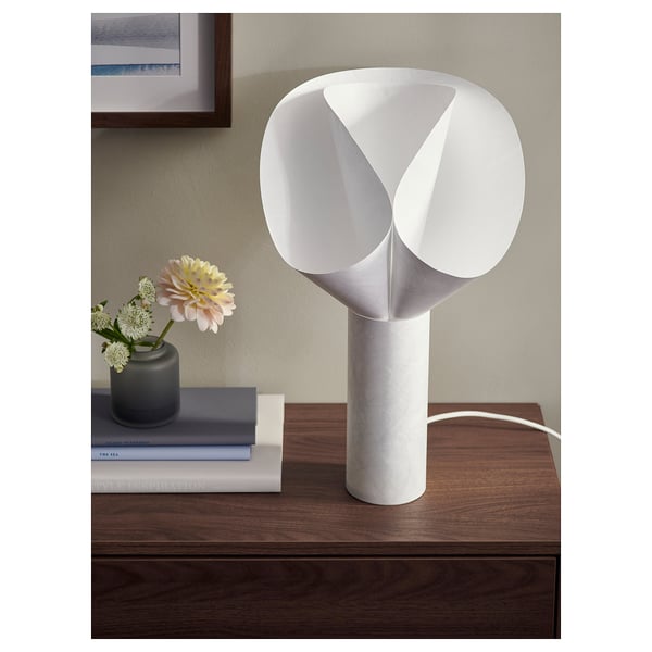 BÄCKNATE Lampe de table, blanc, 20 "
