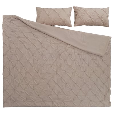 BÄGARKLOCKA Édredon et taie(s) d'oreiller, gris-beige, Très grand 2 places