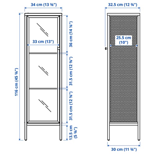 BAGGEBO Vitrine, métal/blanc, 13 3/8x11 3/4x45 5/8 "