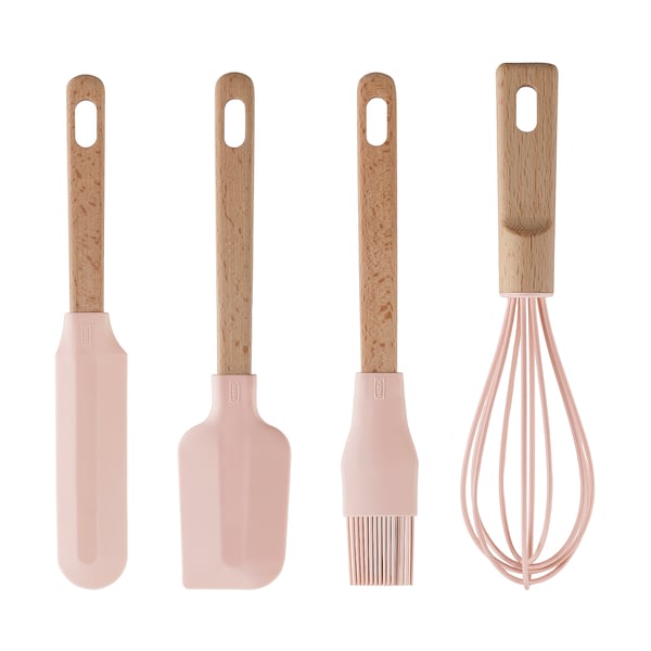 BAKTIDER Ustensiles de cuisine, 4 pièces, bois/rose clair