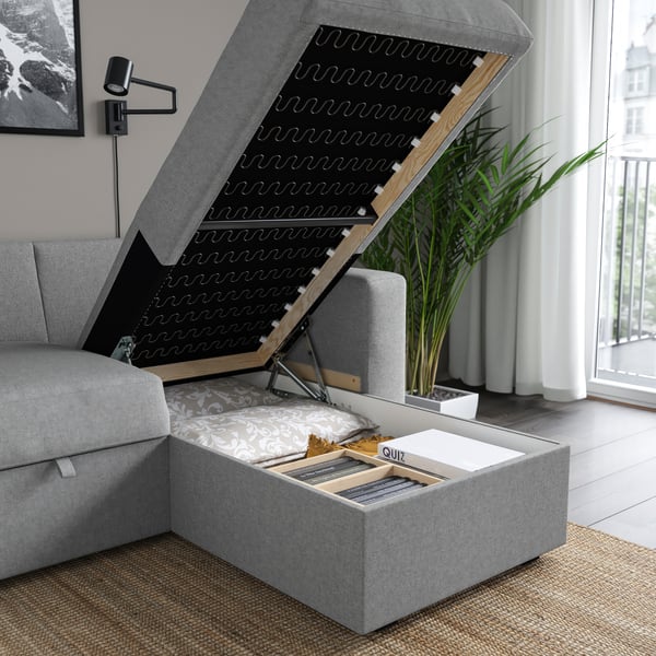 BÅRSLÖV Canapé-lit et méridienne, Tibbleby beige/gris