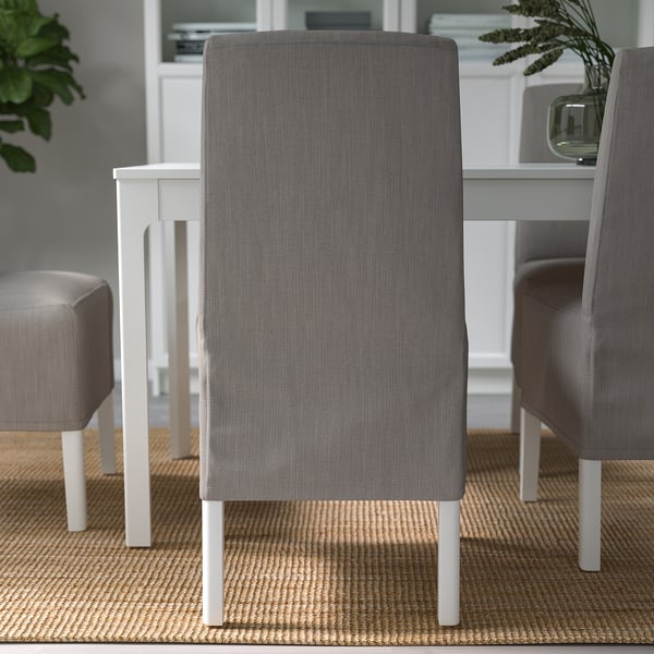 BERGMUND Chaise av housse mi-longue, blanc/Nolhaga gris/beige