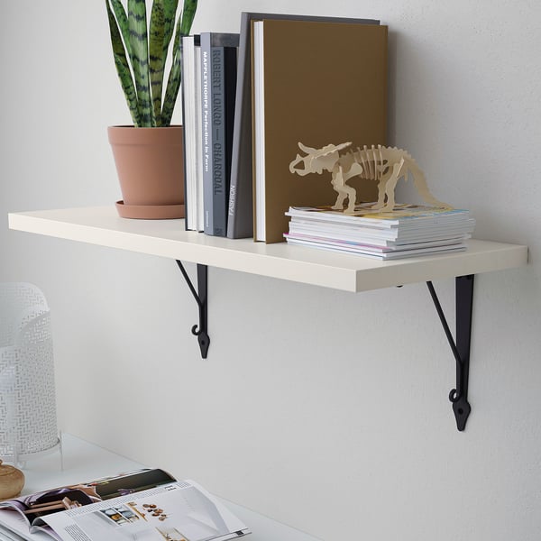 BERGSHULT / KROKSHULT Étagère murale, blanc/anthracite, 31 1/2x11 3/4 "