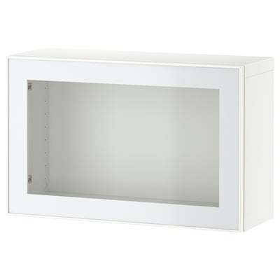 BESTÅ Agencement rangement mural, blanc Glassvik/blanc/vert clair verre clair, 23 5/8x8 5/8x15 "