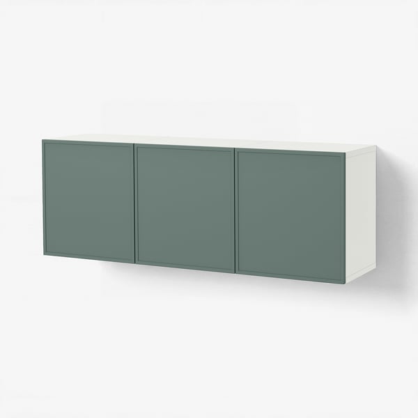 BESTÅ Agencement rangement mural, blanc/Krukmakare gris-vert foncé, 70 7/8x16 1/2x25 1/4 "