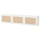 BESTÅ Agencement rangement mural, blanc/Studsviken peuplier tressé, 70 7/8x8 5/8x15 "
